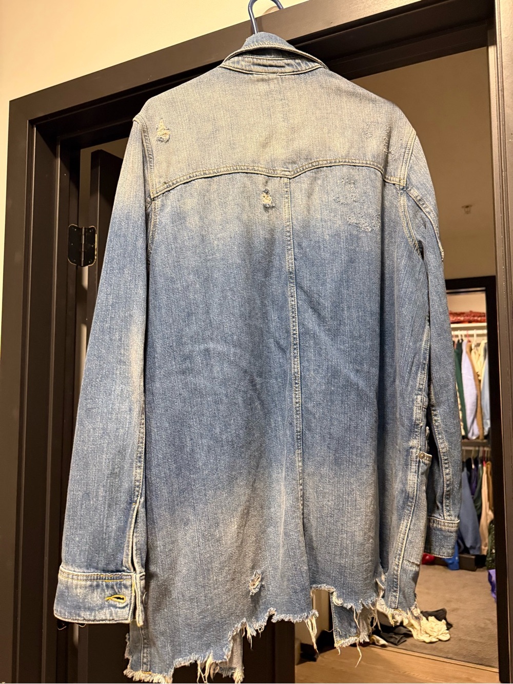 Free People Light Blue Distressed Denim Jacket - Picture 2 of 3